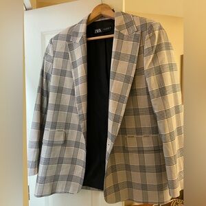 Zara beige plaid oversized blazer